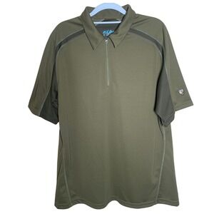 Kuhl 1/4 Zip Polo Shirt Mens XL Olive Green Excellent Performance Hiking Top